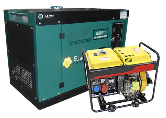Dieselgeneratoren 6KVA mit der vier Rad-portierbaren stillen Art oder offener Art Generator-Luft abgekühlt